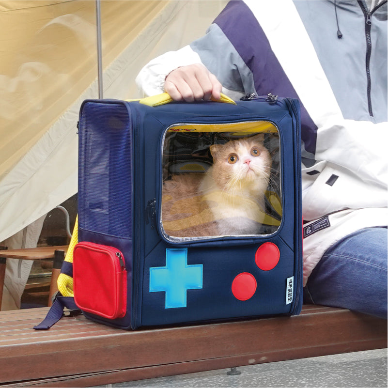 PawsCube-🕹️"Retro Game Console Pet Carrier - Foldable Backpack with Ventilation & Escape-Proof Zippers, TSA-Compliant for Cats/Small Dogs"